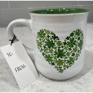 CLOVERS HEART Mug Sheffield Home Clover Cottage St Patrick's Day Shamrock Coffee